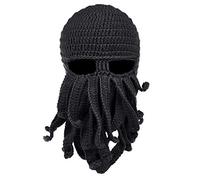 Vynetra Chapeau tricoté fantaisie au crochet - Chapeau amusant en laine à thème fête d'anniversaire / costume de Noël pour femme - Noir