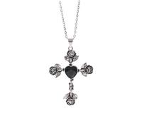 Vynetra Collier avec pendentif en forme de croix de rose nouée en épine - Accessoire élégant pour les amateurs de gothique - Longueur de chaîne réglable, taille unique, Comme décrit, Comme décrit.