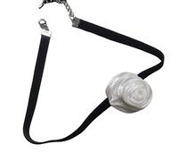 Vynetra Collier rétro fait à la main avec roses - Collier élégant en velours avec fleurs exagérées - Chaîne de cou élégante - Collier rose, tail chain, Comme décrit, Comme décrit.