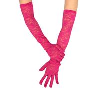 Vynetra Lot de 2 gants de soirée sophistiqués en dentelle - Gants de costume tendance pour soirées, mariages, événements à thème, rose rouge, taille unique