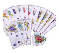 Vynetra Lot de 6 mouchoirs floraux réutilisables en coton naturel pour femme - Fournitures de fête prénatale pour fille - Coton doux pour mariage, five, taille unique