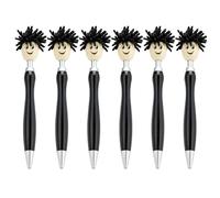 Vynetra Lot de 6 stylos à bille à encre noire de 1,0 mm avec tête de serpillère pour écriture lisse, papeterie, fournitures scolaires et de bureau