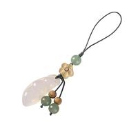 Vynetra Magnifique pendentif en calcédoine symbolisant la fortune et le bonheur avec des motifs uniques de haricots quatre saisons, T2, Pierre naturelle + fil tressé