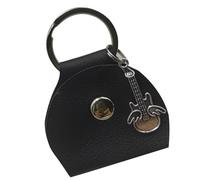 Vynetra Pochette pour médiator de guitare - Pochette en polyuréthane - Texture PU, Noir , Silver pendant