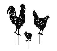 Vynetra Statuette de jardin en métal avec piquet en forme de coq poule et canard