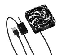 Vynetra Ventilateur de refroidissement alimenté par USB avec contrôle de la température, thermostat réglable à 3 vitesses, 8 x 8 cm, pour routeur, console de jeu, ventilateur contrôlé par la