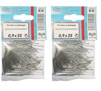 VYNEX Pointe placage Acier 0.9x25 x220p en Blister, Gris (Lot de 2)
