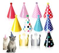 VYNFLICK Lot de 11 mini chapeaux de fête avec couronnes en papier pour animaux en peluche