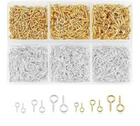 VYNFLICK Lot de 800 mini crochets à œillets dorés et argentés pour la fabrication de bijoux, loisirs créatifs, projets artistiques