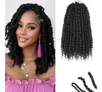 Vynoro Pre-twisted Passion Twist Hair 10 Inch 8 Packs Pre Looped Crochet Braids for African Bohemian Water Wave Braids Hair Extension for Women 1B#