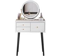 Vyntyra Coiffeuse avec Tiroirs et Tabouret,Rangement Bijoux,Coin Beauté,Table de Maquillage en Bois, Meuble Chambre Style Moderme(White,70)