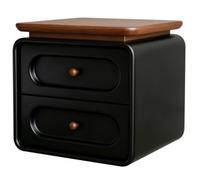 Vyntyra Petite Table de Chevet en Bois à 2 tiroirs, Table d'appoint en Bois, poignée Facile à Tirer, Chambre d'amis(Black,50cm)