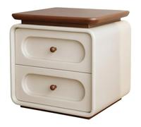 Vyntyra Petite Table de Chevet en Bois à 2 tiroirs, Table d'appoint en Bois, poignée Facile à Tirer, Chambre d'amis(Off White,40cm)