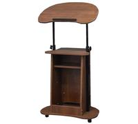 Vyntyra Podium avec Roues et étagère de Rangement, Podium à 2 Niveaux en Bois, Pupitre de Conférence avec Étagère de Rangement & Plateau Incliné，Pupitre Mobile pour Ordinateur Portable(Oak Color)