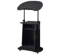 Vyntyra Podium avec Roues et étagère de Rangement, Podium à 2 Niveaux en Bois, Pupitre de Conférence avec Étagère de Rangement & Plateau Incliné，Pupitre Mobile pour Ordinateur Portable(Black)