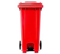 Vyntyra Poubelle commerciale, poubelles 2 roues robustes, poignée et couvercle ergonomiques, construction robuste conçue for une robustesse et une résistance maximale aux chocs.(Red,120L-C)
