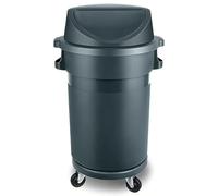 Vyntyra Poubelle en plastique，grande contenance,poignée, avec roues et couvercle, poubelle universelle, en plastique,Conteneur recyclable，Terrasse, Cour, Jardin, Extérieur(B,85L)