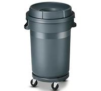 Vyntyra Poubelle en plastique，grande contenance,poignée, avec roues et couvercle, poubelle universelle, en plastique,Conteneur recyclable，Terrasse, Cour, Jardin, Extérieur(B,120L)