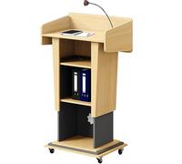 Vyntyra Pupitre de Conférence Mobile Lutrin Podium Hauteur Réglable Pupitre de Présentation en Lutrin Debout，avec Roues et étagère de Rangement(Gray)