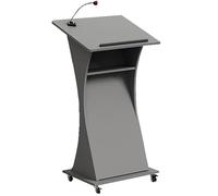 Vyntyra Support de podium portable avec 4 roulettes en bois, support d'hôtesse, lutrins et podiums mobiles pour enseignant, support portable, pupitre à roulettes (gris)