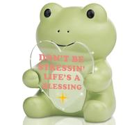 VYNWPDFLI Figurine de grenouille « Don't Be Stressin' Life's a Blessing Frog », cadeau positif pour ami, décoration de bureau d'encouragement pour collègue, petite collection en résine pour bureau et