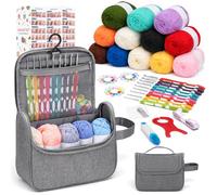 VynyQoo 90 Pièces Kit de Crochet Complet pour Débutants avec Instructions | Crochets Ergonomiques 2,0-6,0 mm, 17 Pelotes (24-27 g), Sac de Rangement et Accessoires de Crochet