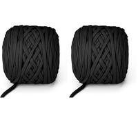 VynyQoo Fil Tee pour Crochet Polyester, Pelote Crochet 105m, 2 cm large Tshirt Yarn, Grosse Tricoter Débutants pour Sac Crochet，Paniers, DIY & Intérieure (noir) (Lot de 2)