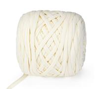 VynyQoo Fil Tee pour Crochet Polyester, Pelote Crochets 105m, 2 cm large Tshirt Yarn, Grosse Tricoter Débutants pour Sac Crochet，Paniers, DIY & Intérieure (blanc)