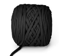 VynyQoo Fil Tee pour Crochet Polyester, Pelote Crochets 105m, 2 cm large Tshirt Yarn, Grosse Tricoter Débutants pour Sac Crochet，Paniers, DIY & Intérieure (noir)