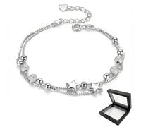 VYNZOR 1 Bracelet double rang avec perles en forme d'étoile à cinq branches, bijou tendance, cadeau pour femme, convient aux adolescentes, sœurs, filles, nièces, amies, enseignantes, etc.