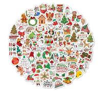 VYNZOR 100 Pièces Autocollants de Noël, Lot de Stickers Merry Christmas Mignons et Imperméables, pour Décorer Carnet de Voyage, Gourde, Journal, Ordinateur Portable,Valise, Cadeaux et Loisirs Créatifs
