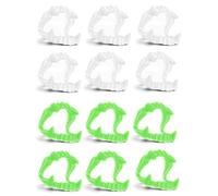 VYNZOR 12 Dents De Vampire Fluorescentes - 6 Blanches et 6 Vertes, Brillantes dans le Noir, Accessoires Déguisement Halloween pour Enfants et Adultes, Cosplay, Soirées à Thème et Fêtes Effrayantes