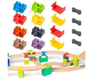 VYNZOR 16 Pièces Adaptateurs De Pont Compatibles Avec Les Chemins De Fer En Bois BRI O Et Les Blocs De Construction,Compatible avec Duplo Train,Coffret D'Extension De Rails Pour Circuit Train Bois