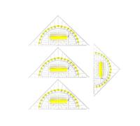 VYNZOR 4 pièces Équerre en plastique avec poignée, Flexibles, Adaptés aux élèves, étudiants, bureaux, designers, et peinture, Petits et grands, Pour dessiner des cercles, rapporteur, équerre