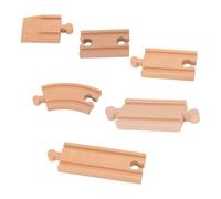 VYNZOR 6 Pièces Rails/Circuit de Train en Bois- rail courbe train jouet,rail droit train jouet, Jouet pour Enfants circuit train bois Accessoires,Bois de Hêtre Haut de Gamme - Solide