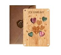 VYNZOR Coffret Cadeau en Bois pour Anniversaire, Carte de Vœux en Bois avec Enveloppe, Design Cœur pour Saint-Valentin, Mariage et Noël, Matériau Écologique et Durable