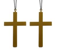 VYNZOR Collier Croix Halloween - 2 Colliers avec Croix Dorée 13×22,5 cm, Accessoire pour Nonne, Prêtre, Costume et Cosplay