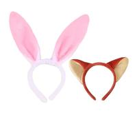 VYNZOR Kit 2 Léger Confortable Adulte Enfant, Bandeau Cosplay, Oreilles de Lapin et Renard en Peluche Géante, Accessoires Déguisement Animal pour Fête Halloween Carnaval