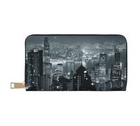 VYONNE Aerial Night of View Hong Kong Long portefeuille en similicuir chic et élégant pour femme moderne avec porte-cartes et poches de rangement, sac à main durable pour voyage quotidien, blanc,