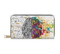 VYONNE Avantage du cerveau gauche et droit - Longue pochette en cuir synthétique chic et élégant - Portefeuille pour femme moderne - Grande capacité - Porte-cartes et poches de rangement - Sac à main