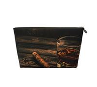 Vyonne Cigar & Whiskey Trousse de toilette de voyage en cuir durable pour maquillage et articles de toilette, doré, Taille unique
