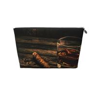 Vyonne Cigar & Whiskey Trousse de toilette de voyage en cuir durable pour maquillage et articles de toilette, Argenté., Taille unique
