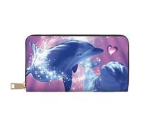 VYONNE Dolphins in Love Long portefeuille en similicuir chic et élégant pour femme moderne avec porte-cartes et poches de rangement, sac à main durable pour voyage quotidien, blanc, Taille unique