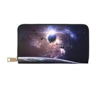 VYONNE Earth and Moon Long portefeuille en similicuir chic et élégant pour femme moderne avec porte-cartes et poches de rangement, sac à main durable pour voyage quotidien, blanc, Taille unique