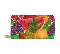 VYONNE Fresh Fruits - Long portefeuille en similicuir avec motif ananas - Chic et élégant - Pour femme moderne - Grande capacité - Porte-cartes et poches de rangement - Sac à main durable pour voyage