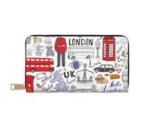 VYONNE I Love London Long portefeuille en similicuir chic et élégant pour femmes modernes avec porte-cartes et poches de rangement, sac à main durable pour voyage quotidien, blanc, Taille unique