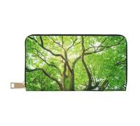 VYONNE Long portefeuille en similicuir avec motif camphre vert pour femme moderne, grande capacité, porte-cartes et poches de rangement, sac à main durable pour tous les jours et les voyages, blanc,