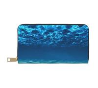VYONNE Long portefeuille en similicuir avec vue sous-marine sur l'océan pour femme moderne, grande capacité, porte-cartes et poches de rangement, sac à main durable pour voyage quotidien, blanc,