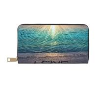 VYONNE Love Beach Long portefeuille en similicuir chic et élégant pour femme moderne avec porte-cartes et poches de rangement, sac à main durable pour voyage quotidien, blanc, Taille unique