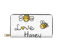 VYONNE Love Honey Long Portefeuille en similicuir chic et élégant pour femme moderne Grande capacité Porte-cartes et poches de rangement Sac à main durable pour voyage quotidien, blanc, Taille unique